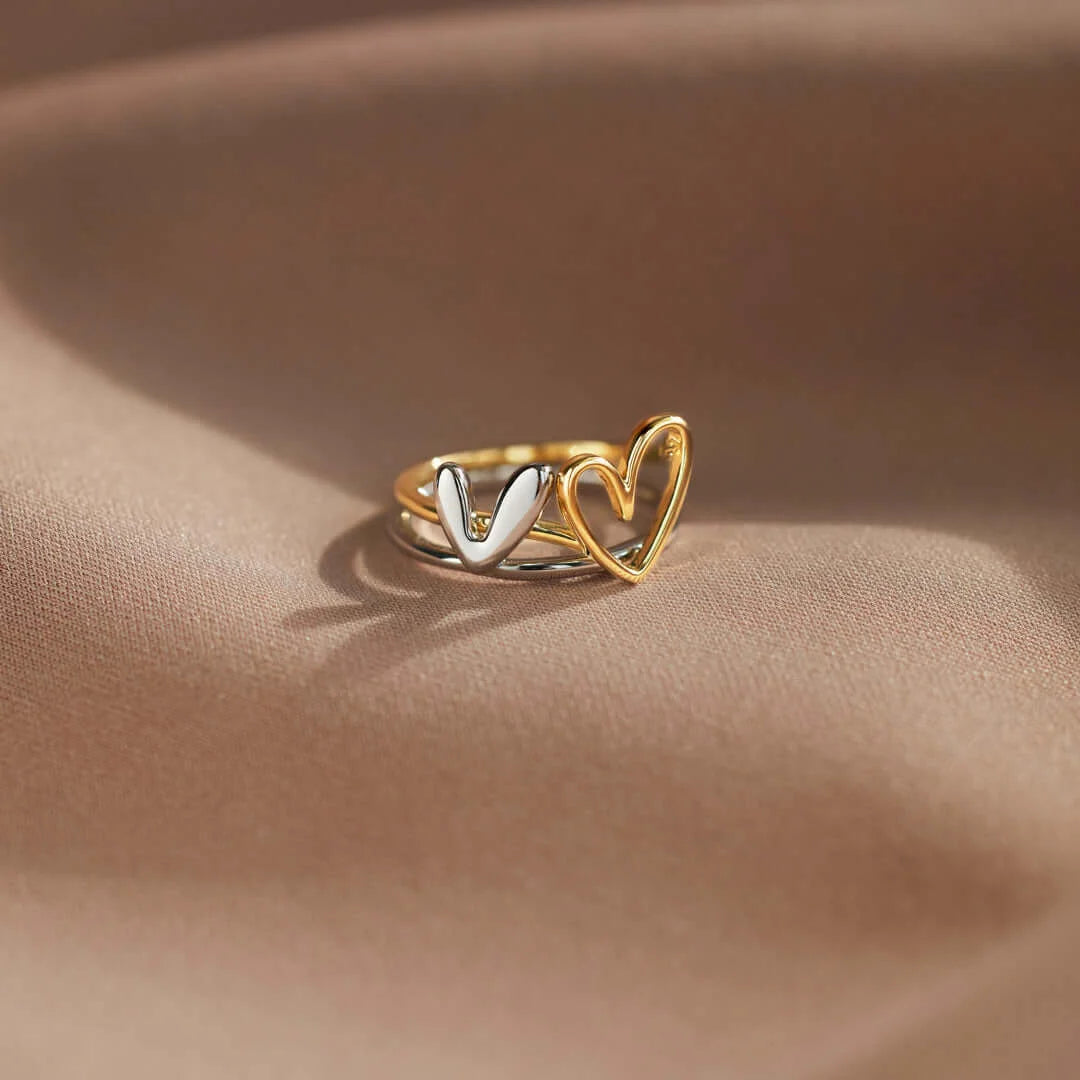 SELF LOVE LAYERED HEART RING