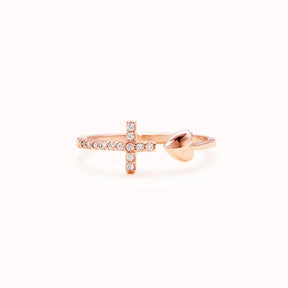 CROSS & HEART RING