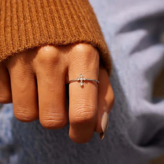 PRAY THROUGH IT MINIMALIST CROSS RING