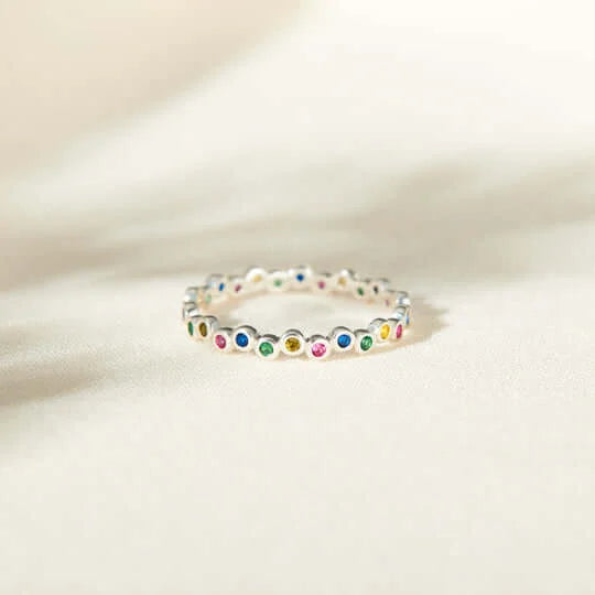 YOU ARE PERFECT RAINBOW STONES RING BAND