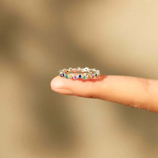 YOU ARE PERFECT RAINBOW STONES RING BAND