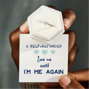 LOVE ME UNTIL I'M ME AGAIN HEART-CUT HALF ENAMEL RING