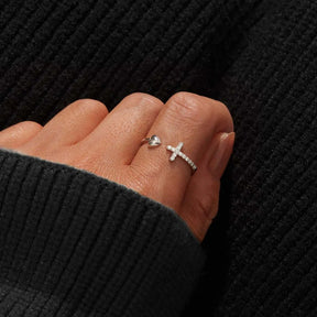 CROSS & HEART RING