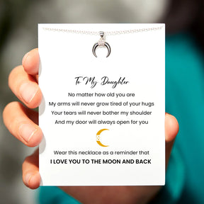 I LOVE YOU TO THE MOON AND BACK CRESCENT MOON NECKLACE