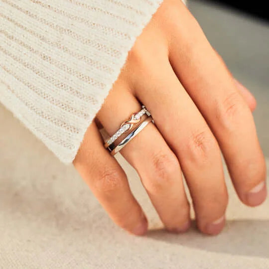 SISTERS ARE WE DOUBLE LAYERED PAVÉ INFINITY RING