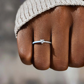 MATCHING MOTHER&DAUGHTER HALF ENAMEL HEART-CUT RINGS