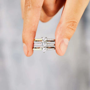 MATCHING MOTHER&DAUGHTER HALF ENAMEL HEART-CUT RINGS