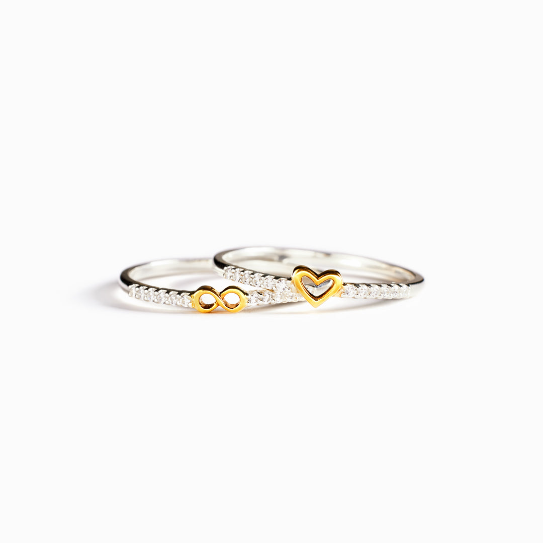 THE LOVE BETWEEN MOTHER&DAUGHTER INFINITY HEART RING SET