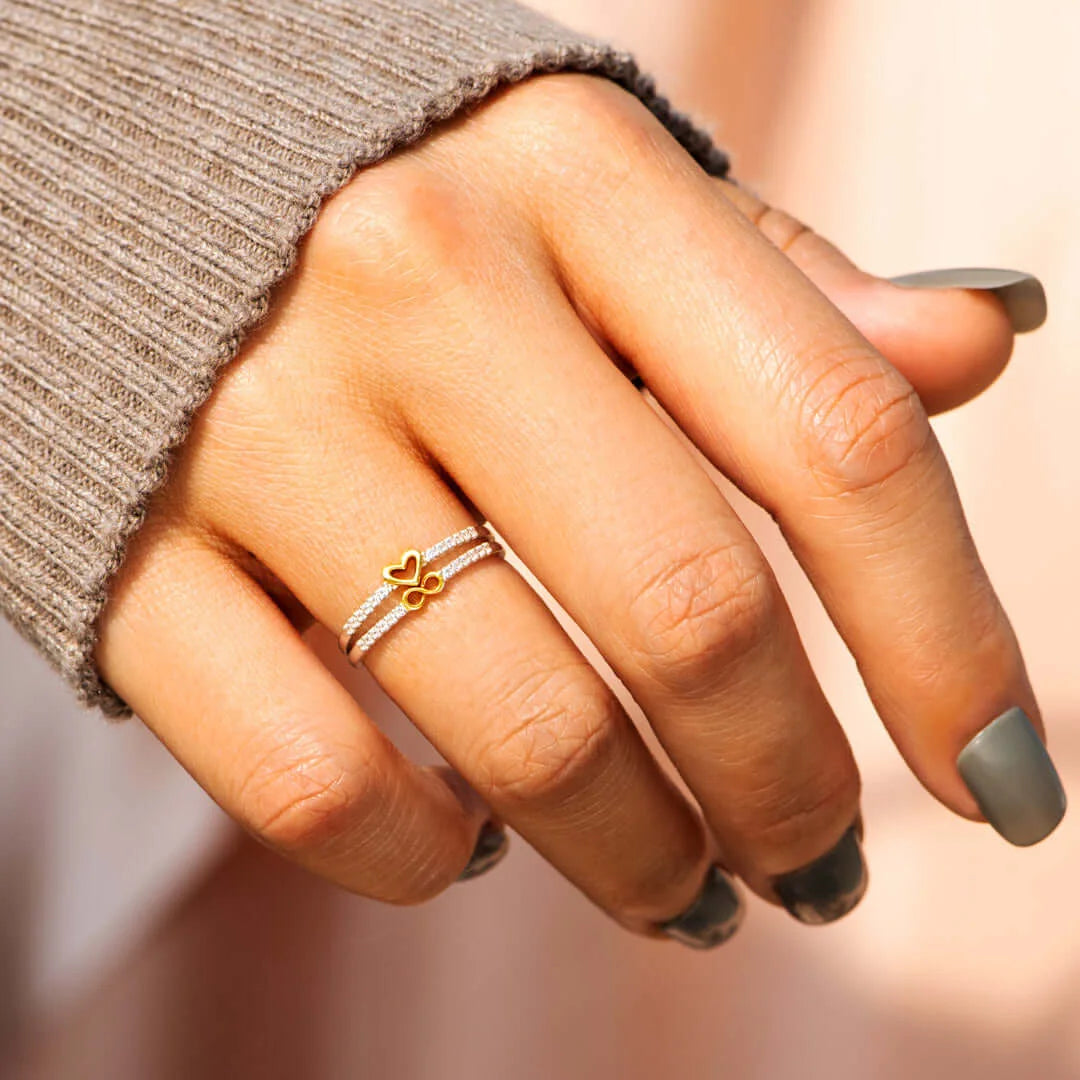 THE LOVE BETWEEN MOTHER&DAUGHTER INFINITY HEART RING SET