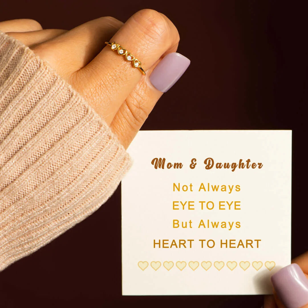 MOM&DAUGHTER ALWAYS HEART TO HEART TINY HEARTS RING