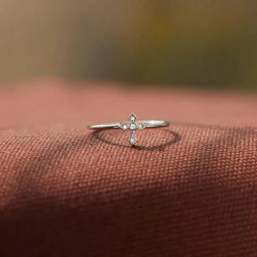 PRAY THROUGH IT MINIMALIST CROSS RING