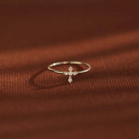 PRAY THROUGH IT MINIMALIST CROSS RING