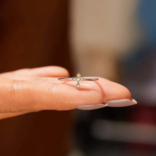 PRAY THROUGH IT MINIMALIST CROSS RING