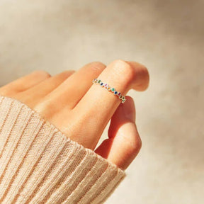 YOU ARE PERFECT RAINBOW STONES RING BAND