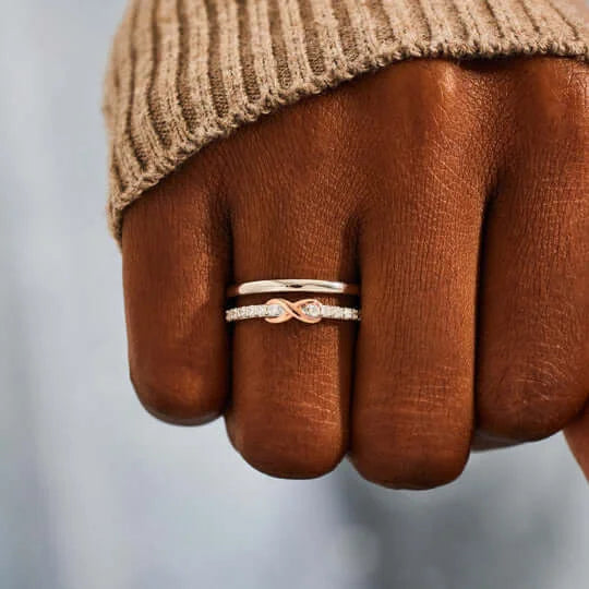 SISTERS ARE WE DOUBLE LAYERED PAVÉ INFINITY RING