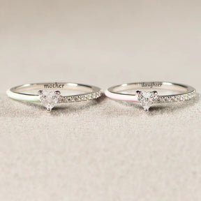 MATCHING MOTHER&DAUGHTER HALF ENAMEL HEART-CUT RINGS