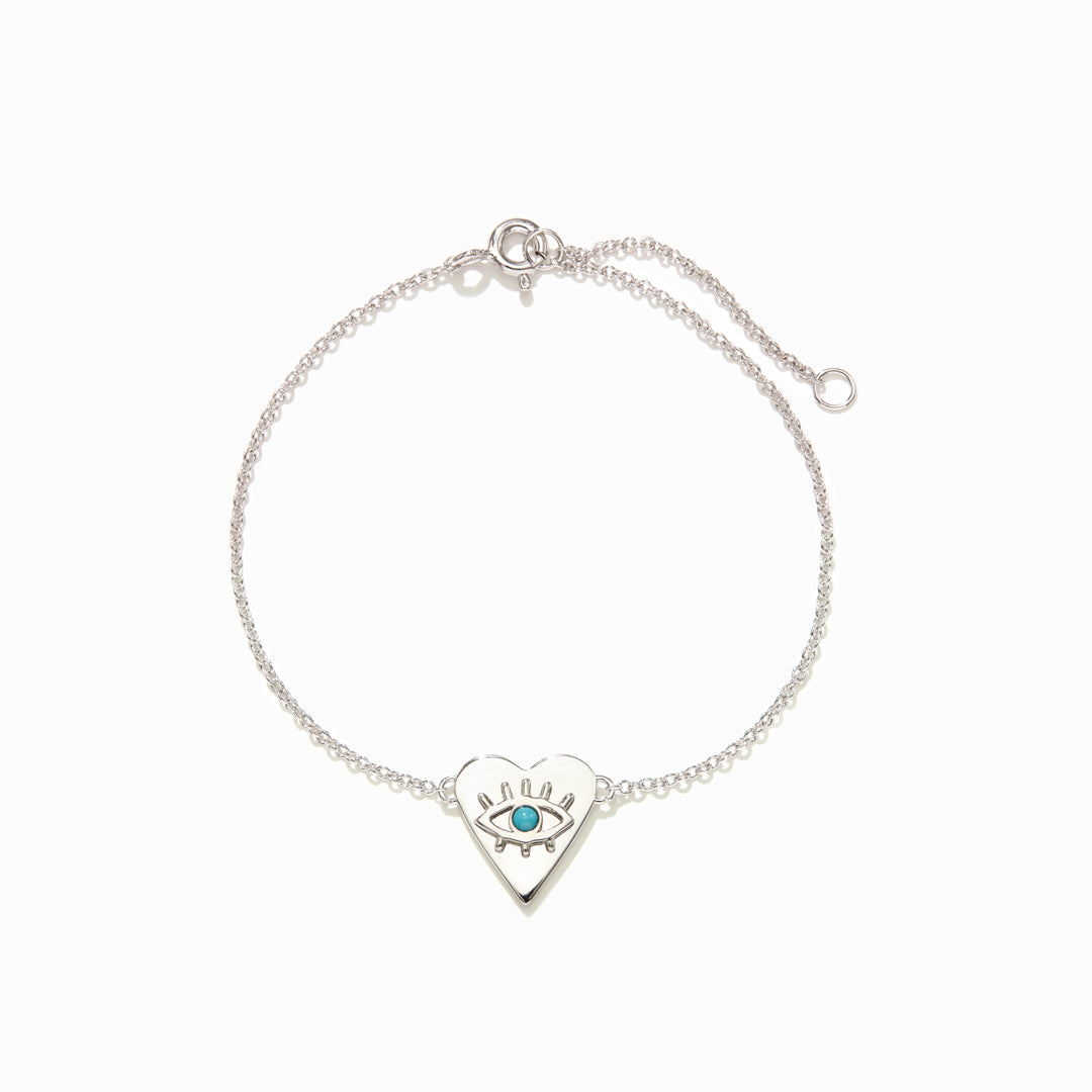 TURQUOISE EVIL EYE HEART BRACELET